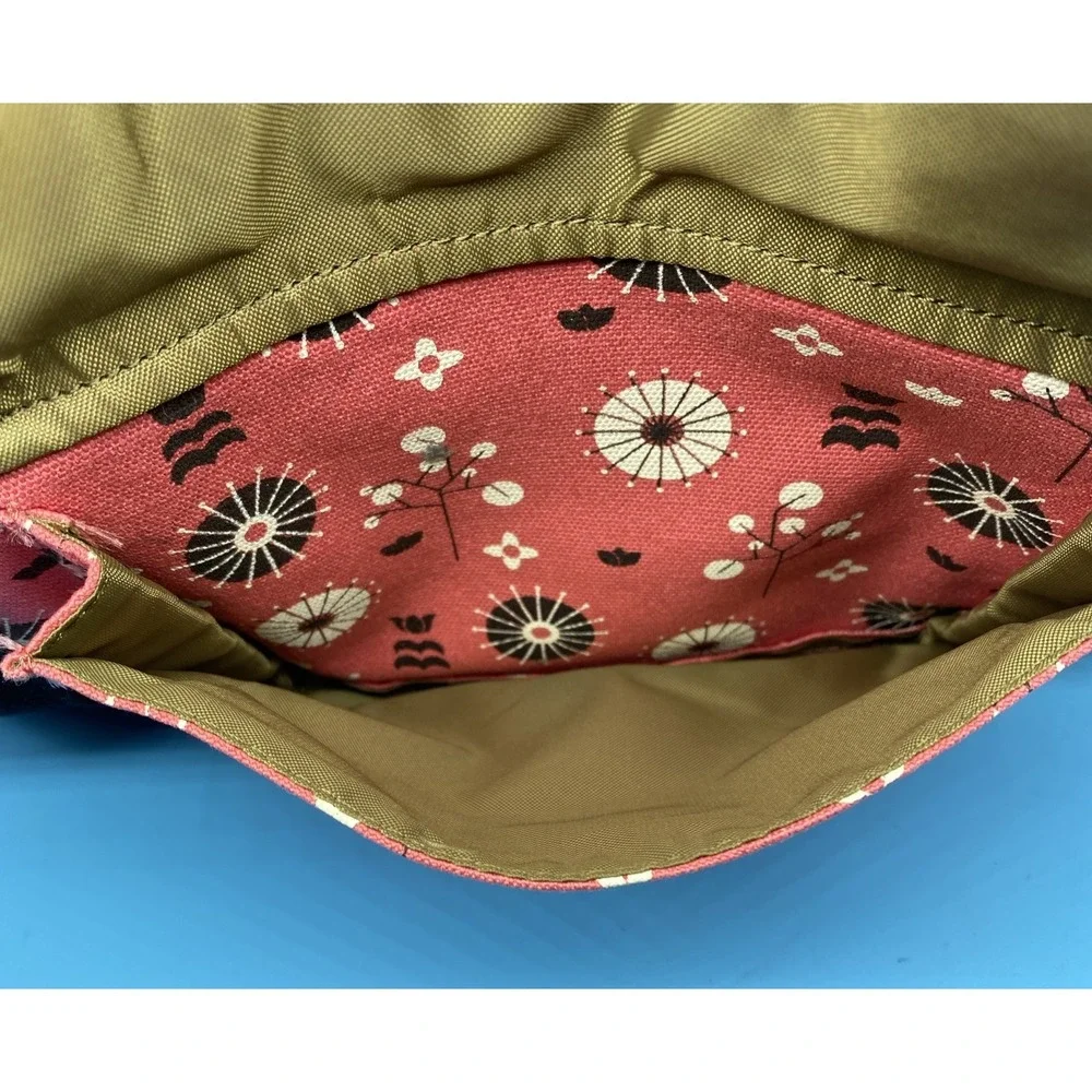 KAVU Canvas Tote Bag Pink Black Geometric Floral Print Travel Shoulder Gorpcore